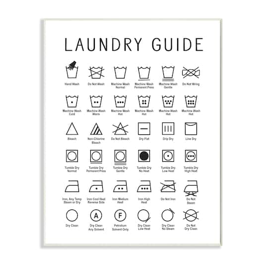 Stupell Industries Minimal Laundry Guide Cleaning Chart Helpful Symbols Wood Wall Plaque